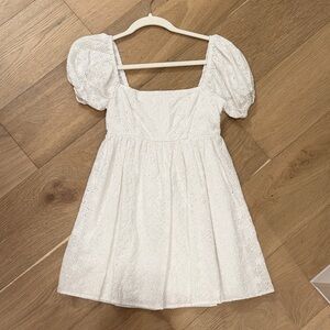 Altar'd State White Eyelet Puff Sleeve Dress